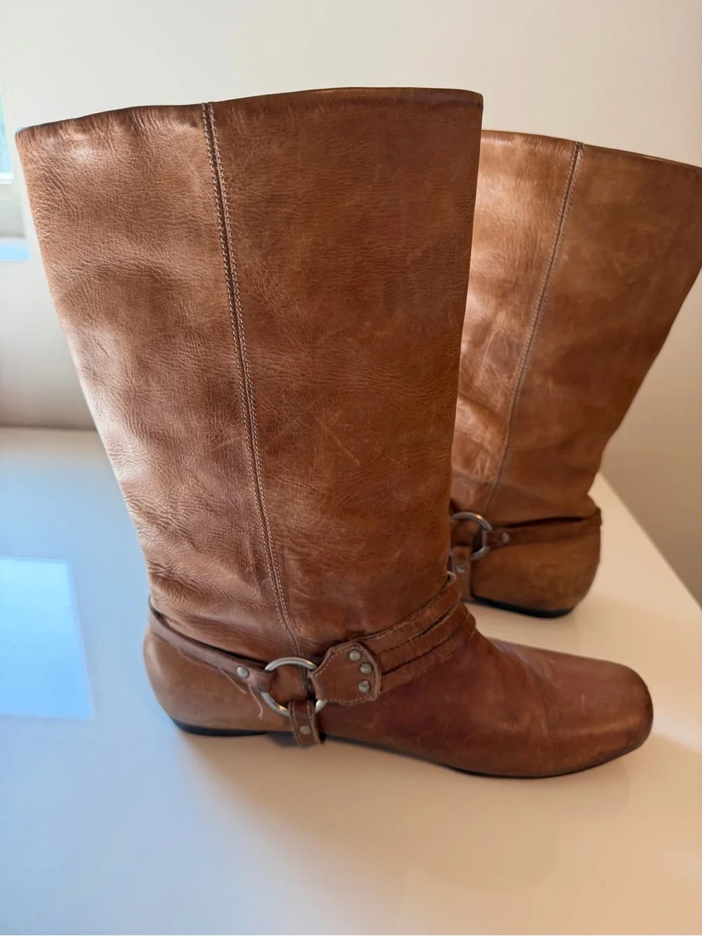Vintage Frye Cognac Harness Mid-Calf Boots (2007)